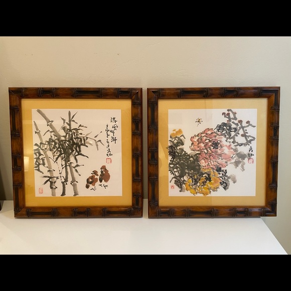 Original Japanese Prints Gold Matting/Wood Frames